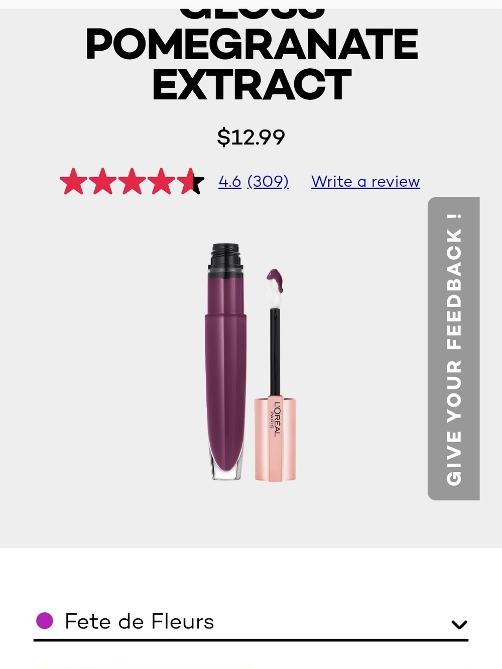 SET OF 4 NWT L'Oreal Liquid Lip Gloss in Fete de Fleurs Retails @$12.99 ea.